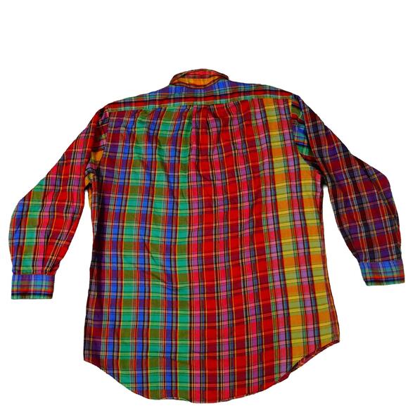 Ralph Lauren Y2K 90s Vintage Colorful Plaid Check Button Up Shirt Men's Large - Picture 6 of 6